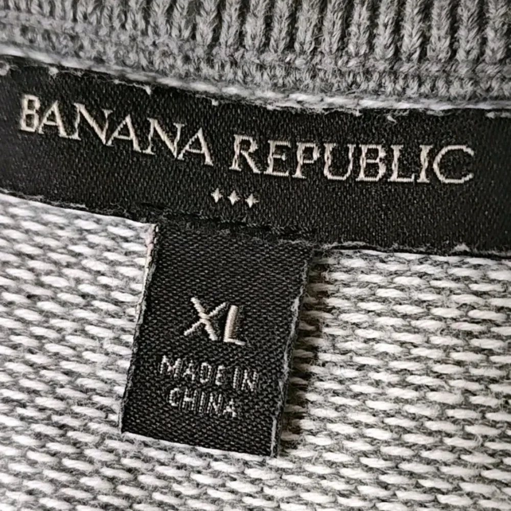 Banana Republic Cardigan Sweater XL Two Tone Gray Bird's Eye Knit Mock Neck Zip